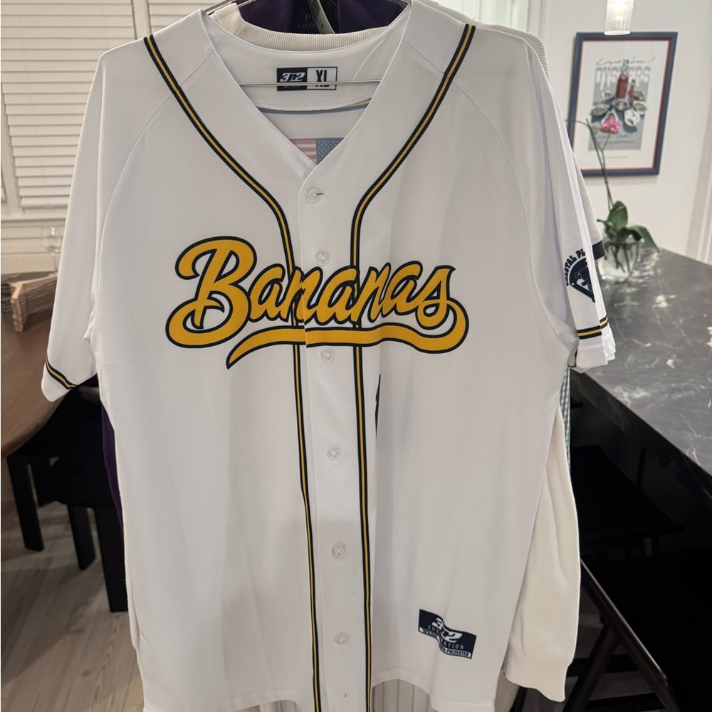 Bananas White Baseball Jersey